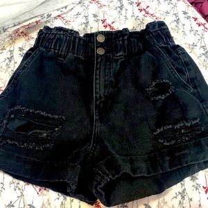 Black jean shorts